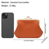 Royal Bagger Coin Purse for Women Genuine Cow Leather Casual Card Holder Mini Storage Bag Small Short Wallet with Kiss Lock 1507