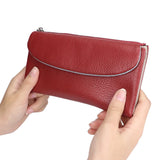 Royal Bagger Genuine Cow Leather Long Wallet for Women Simple Solid Color Money Clips Clutch Coin Purse Casual Card Holder 1503